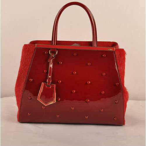 F2552M Fendi 2Jours Patent Leather Tote Bag Crini F2552M Red